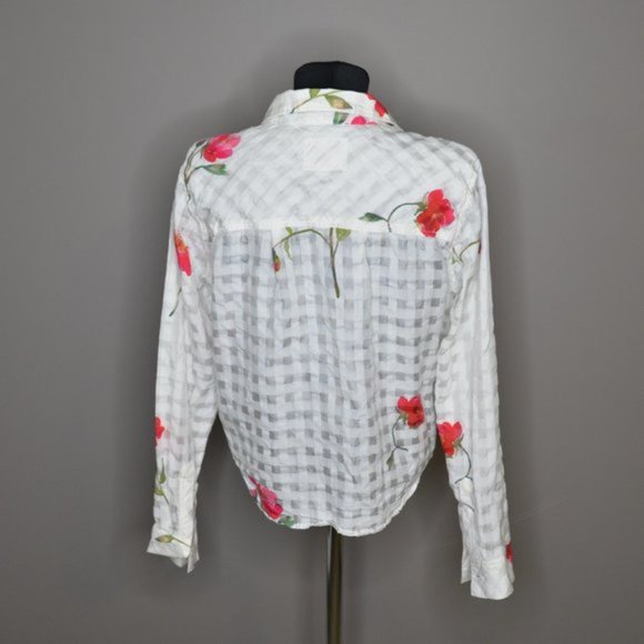 SOLD - NWOT Rails Kelsey Floral Check Button Up Silk Blend Blouse Sz M - Picture 4 of 8